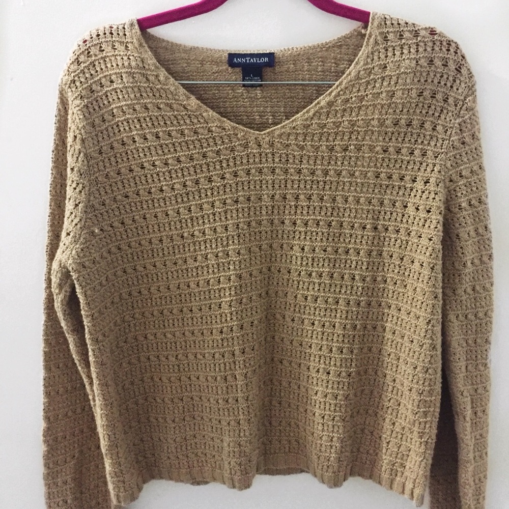 Ann Taylor Beige Honeycomb Sweater